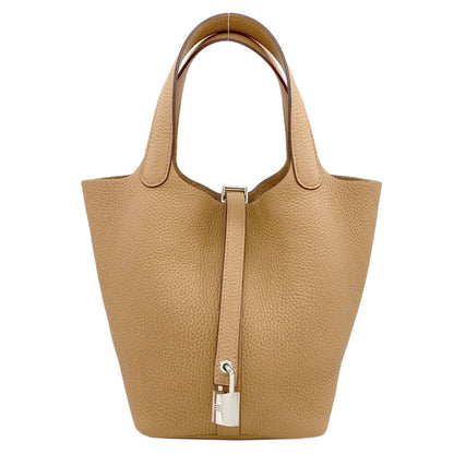 HERMES Picotin Lock PM Biscuit SilverHardware Handbag Taurillon Clemence Ladies [Used]