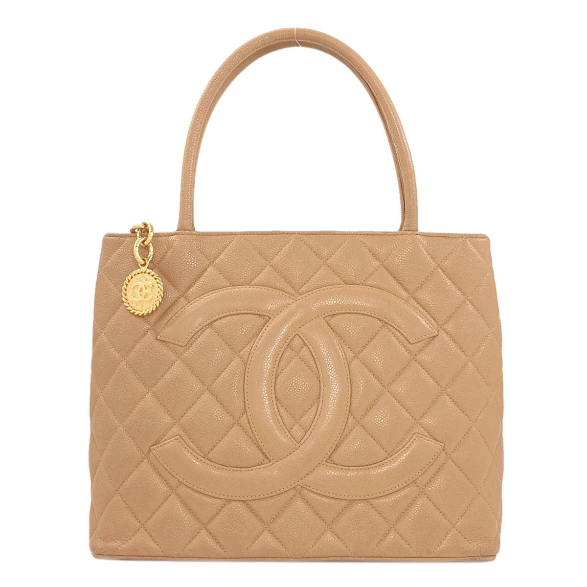 CHANEL Medallion GoldHardware Tote Bag Grained Calfskin Skin Ladies [Used]