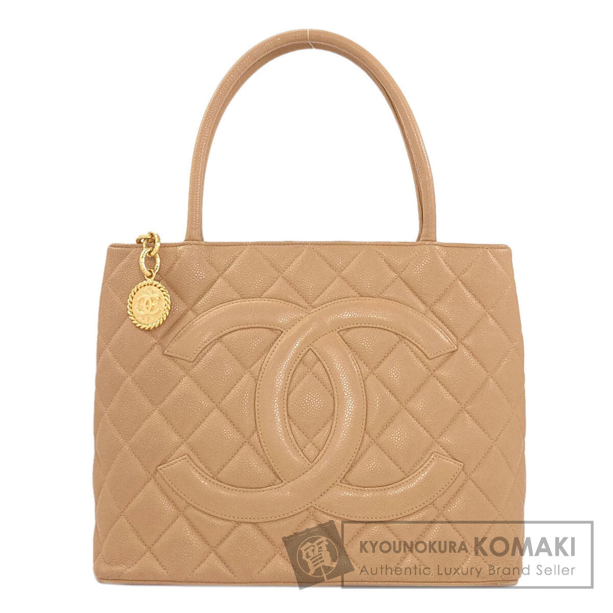 CHANEL Medallion GoldHardware Tote Bag Grained Calfskin Skin Ladies [Used]