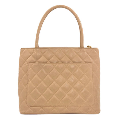 CHANEL Medallion GoldHardware Tote Bag Grained Calfskin Skin Ladies [Used]