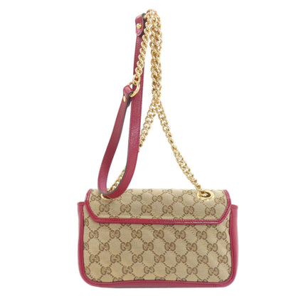 GUCCI 446744 GG Marmont Shoulder Bag Canvas CalfLadies [Used]