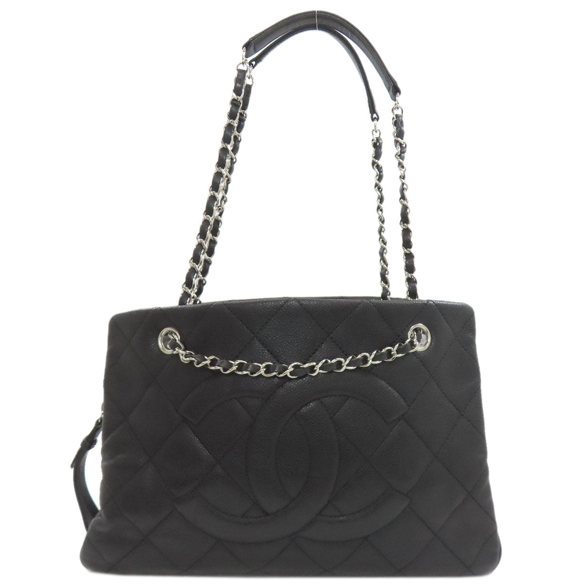 CHANEL Chain bag Matelasse Silver Hardware Tote Bag Grained Calfskin Skin Ladies [Used]