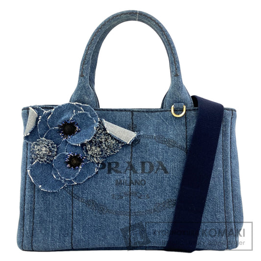 PRADA Canapa Mini Flower 2WAY Handbag Denim Ladies [Used]