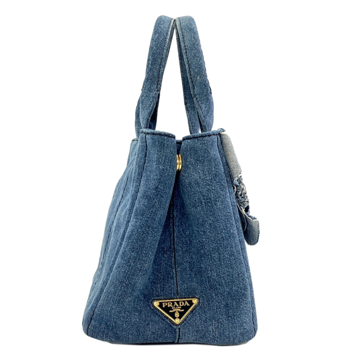 PRADA Canapa Mini Flower 2WAY Handbag Denim Ladies [Used]