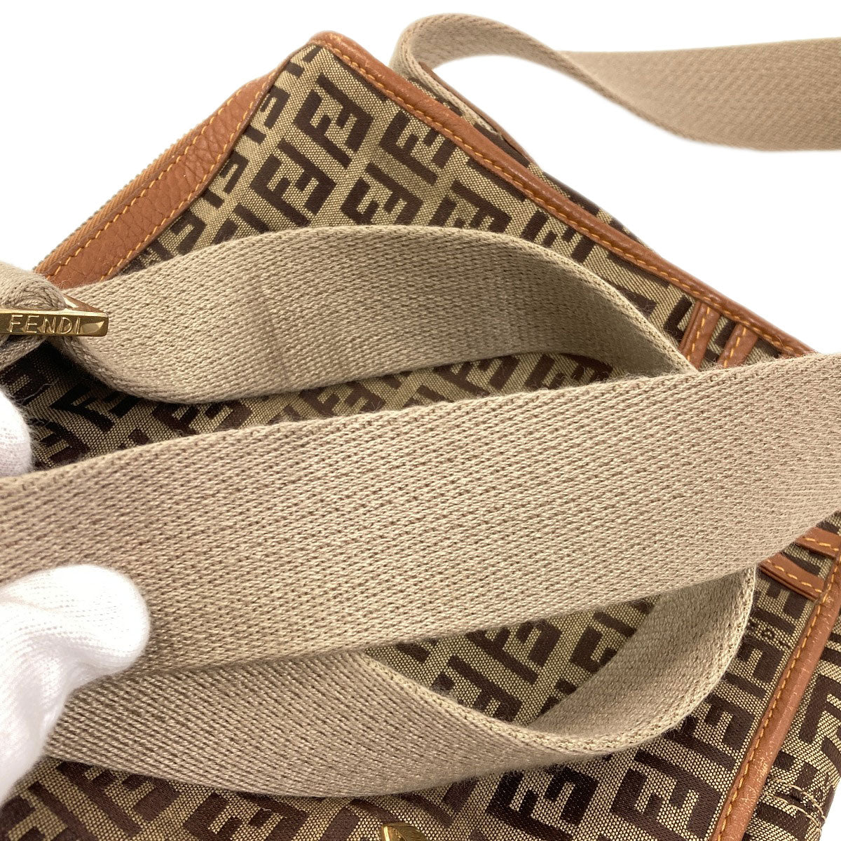 FENDI Long Shoulder Zucca Pattern Shoulder Bag Canvas Ladies [Used]