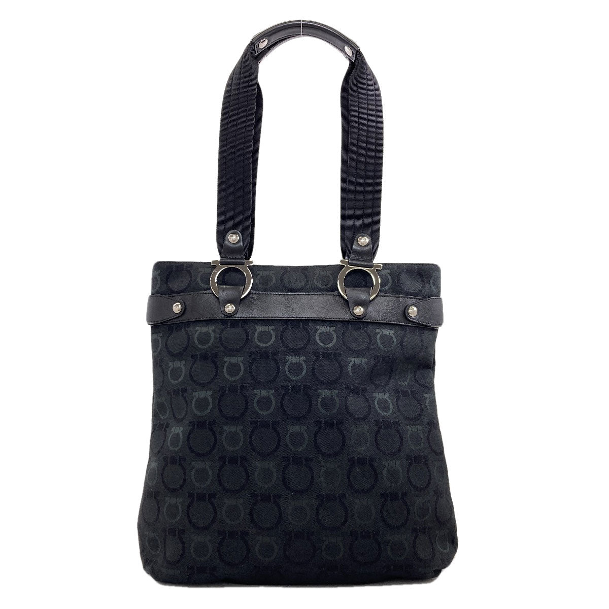 Salvatore Ferragamo Gancini Hardware motif Tote Bag Canvas Ladies [Used]