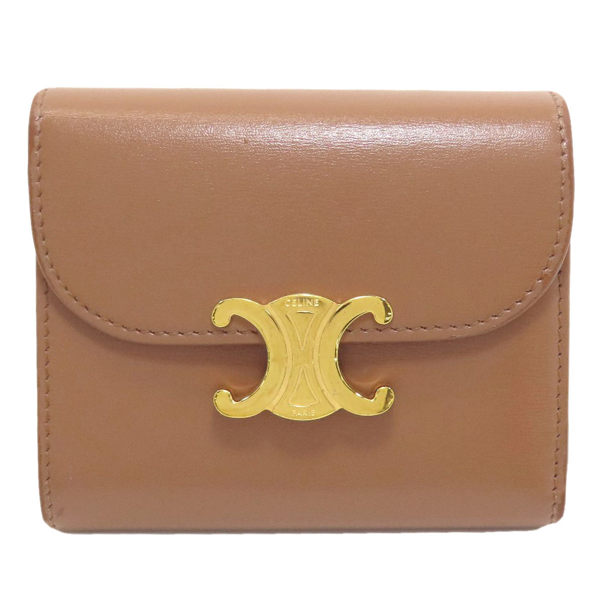 CELINE Small flap wallet Triomphe Tri-fold wallet (with Coin Pocket) Leather Ladies [Used]