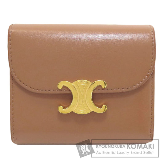 CELINE Small flap wallet Triomphe Tri-fold wallet (with Coin Pocket) Leather Ladies [Used]