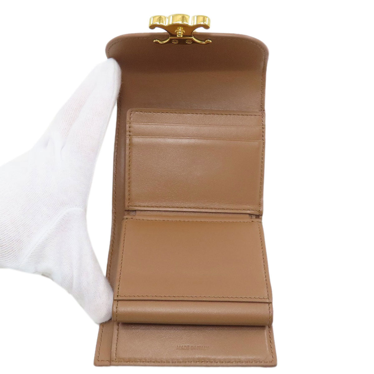 CELINE Small flap wallet Triomphe Tri-fold wallet (with Coin Pocket) Leather Ladies [Used]