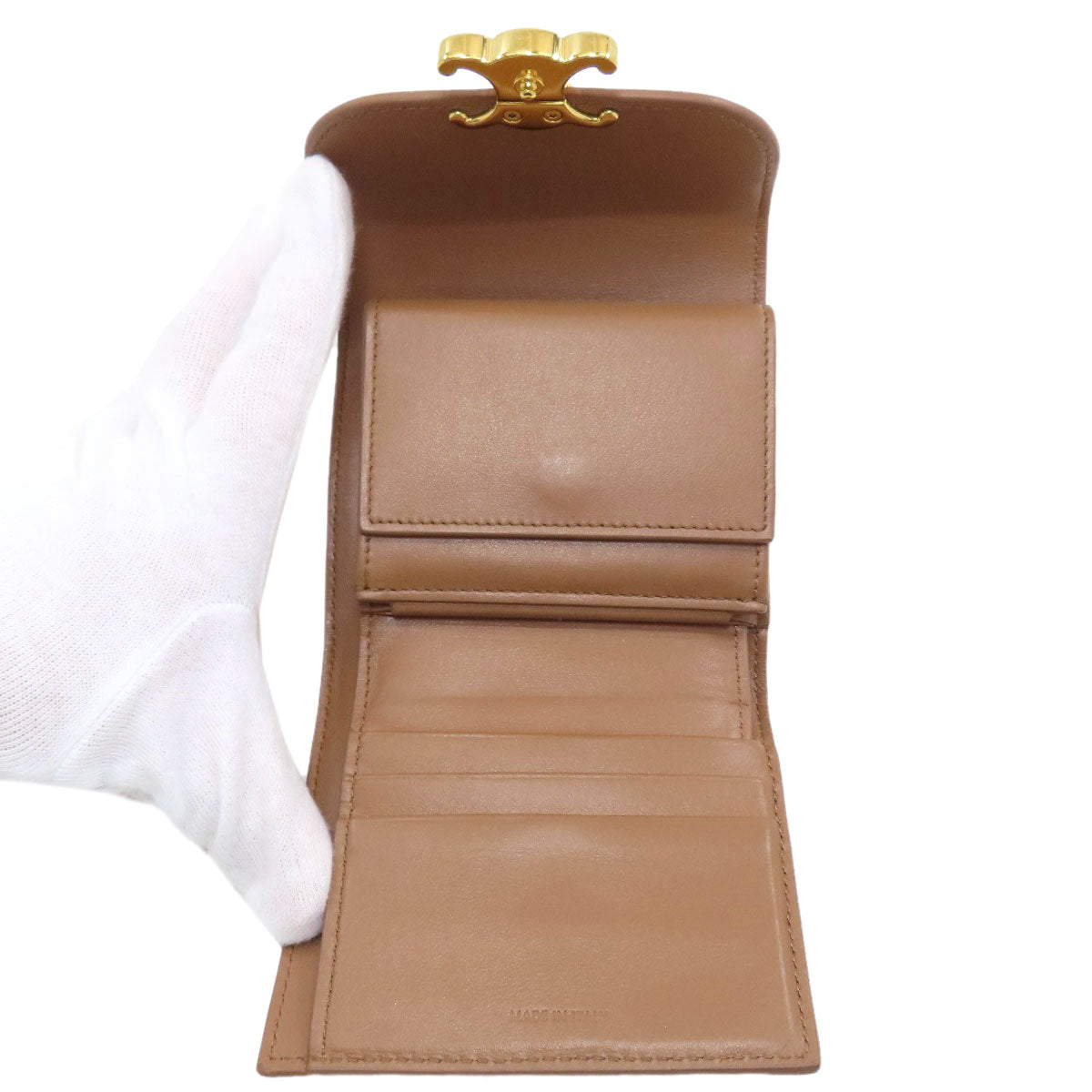 CELINE Small flap wallet Triomphe Tri-fold wallet (with Coin Pocket) Leather Ladies [Used]