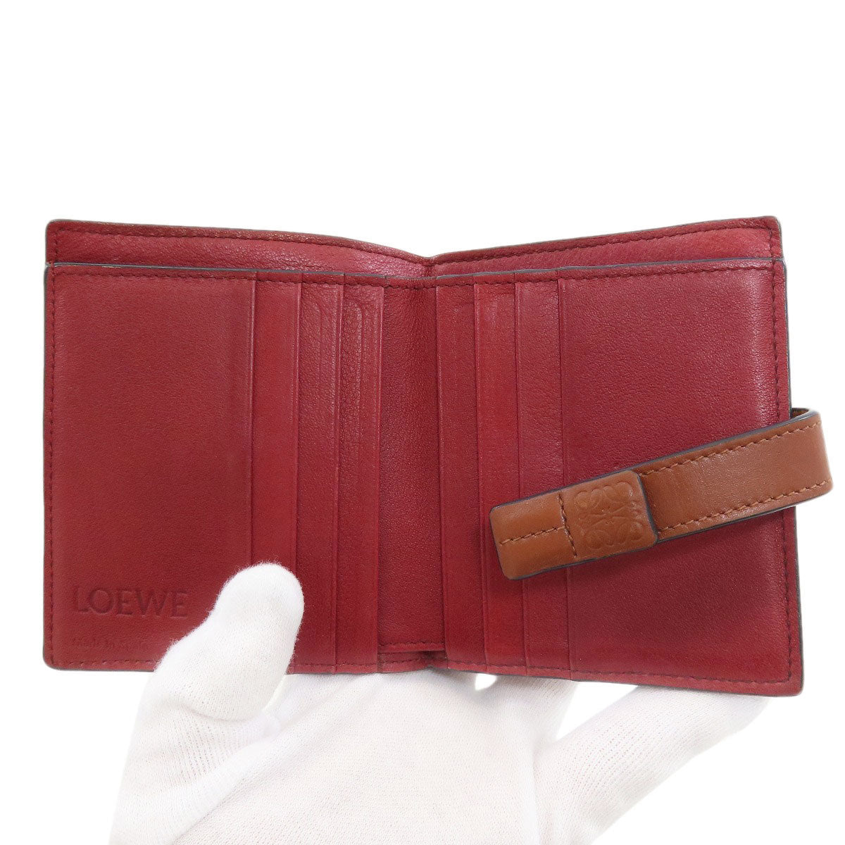 LOEWE anagram Bifold Wallet with Coin Pocket Leather Ladies [Used]