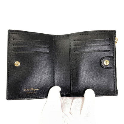 Salvatore Ferragamo Vara ribbon Bifold Wallet with Coin Pocket Leather Ladies [Used]