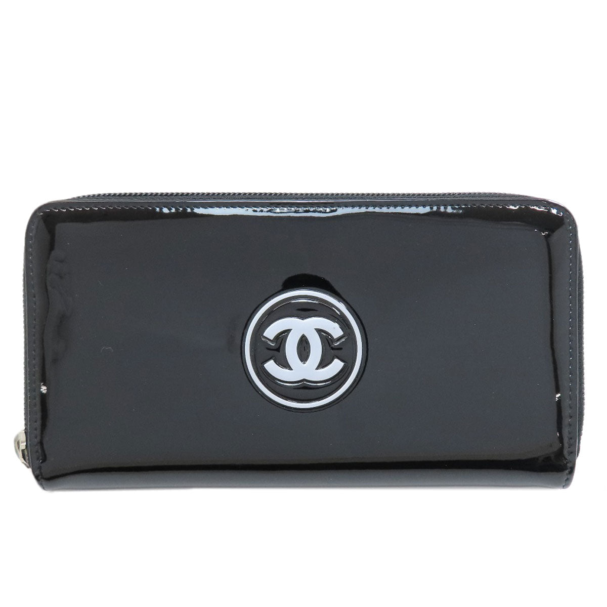 CHANEL COCO Mark SilverHardware Long wallet (with coin pocket) Enamel Ladies [Used]