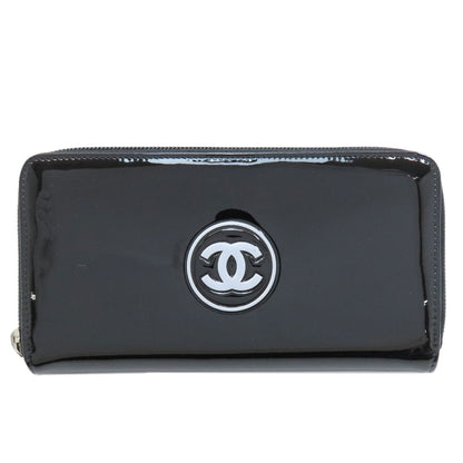 CHANEL COCO Mark SilverHardware Long wallet (with coin pocket) Enamel Ladies [Used]