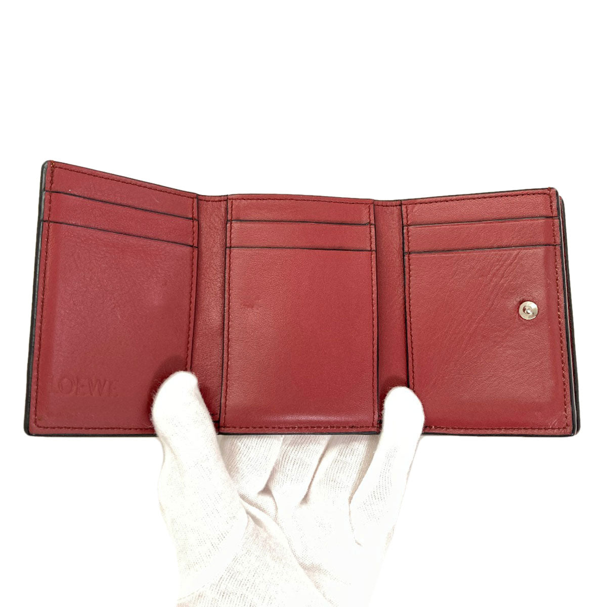 LOEWE Vertical Wallet Small Compact Wallet Tri-fold wallet (with Coin Pocket) Leather Ladies [Used]