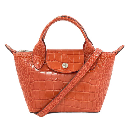 Longchamp Le Pliage Embossed 2-Way Bag Handbag Leather Ladies [Used]