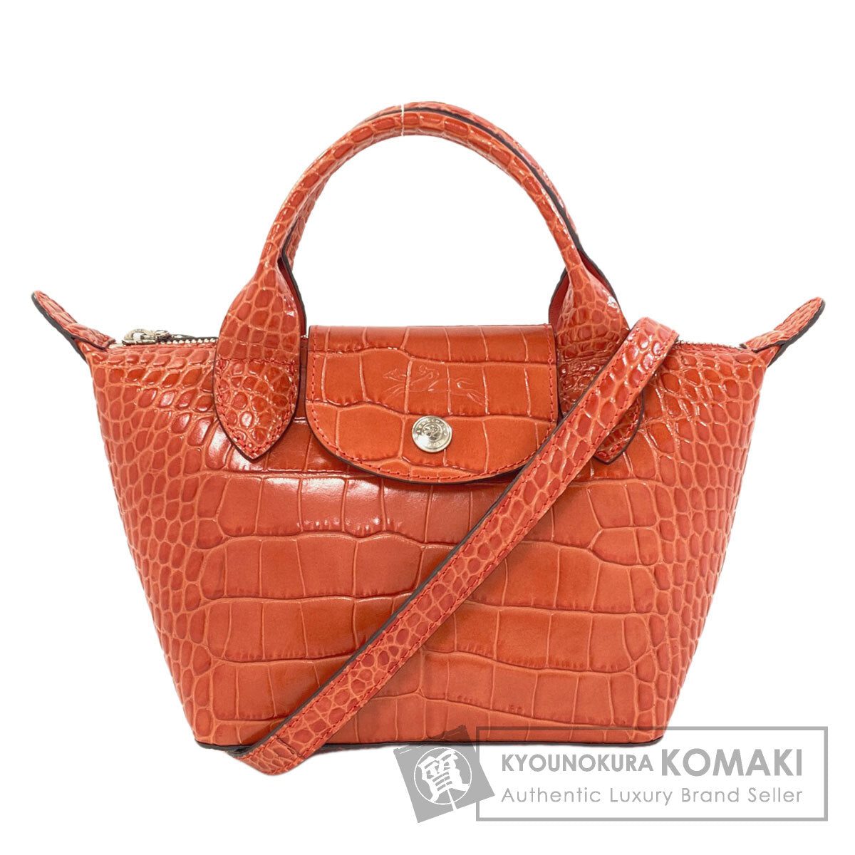 Longchamp Le Pliage Embossed 2-Way Bag Handbag Leather Ladies [Used]