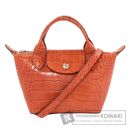 Longchamp Le Pliage Embossed 2-Way Bag Handbag Leather Ladies [Used]