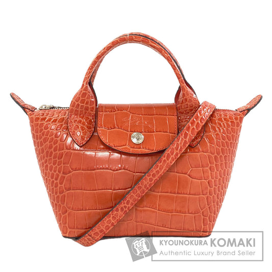 Longchamp Le Pliage Embossed 2-Way Bag Handbag Leather Ladies [Used]