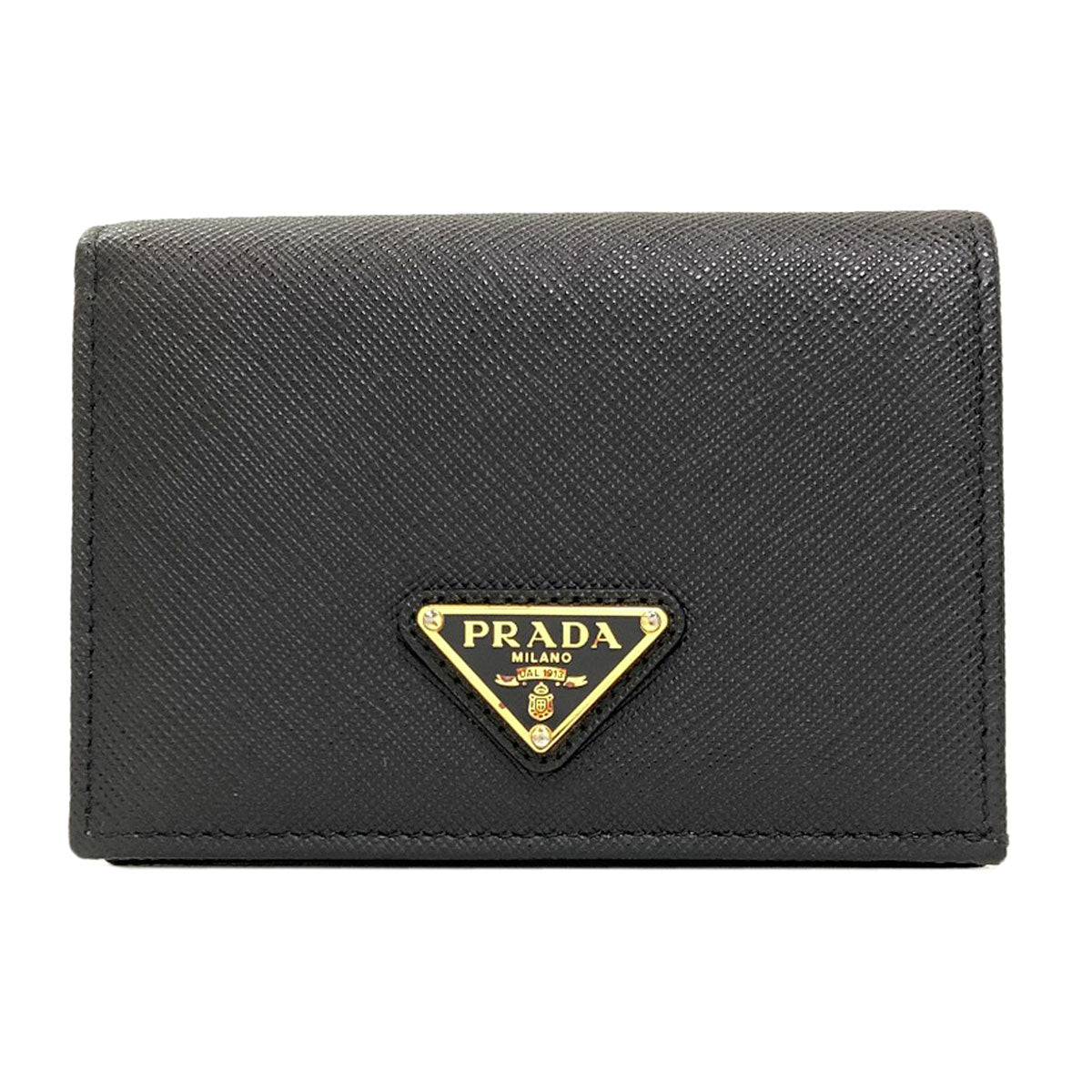 PRADA Logo Hardware Bifold Wallet with Coin Pocket Safiano Ladies [Used]