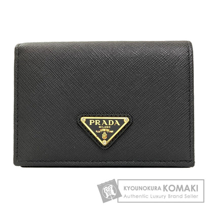 PRADA Logo Hardware Bifold Wallet with Coin Pocket Safiano Ladies [Used]