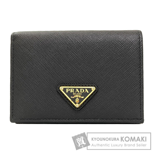PRADA Logo Hardware Bifold Wallet with Coin Pocket Safiano Ladies [Used]