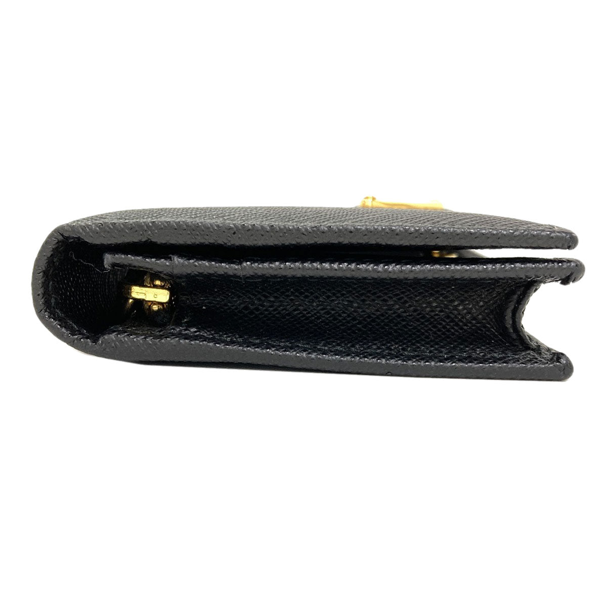 PRADA Logo Hardware Bifold Wallet with Coin Pocket Safiano Ladies [Used]