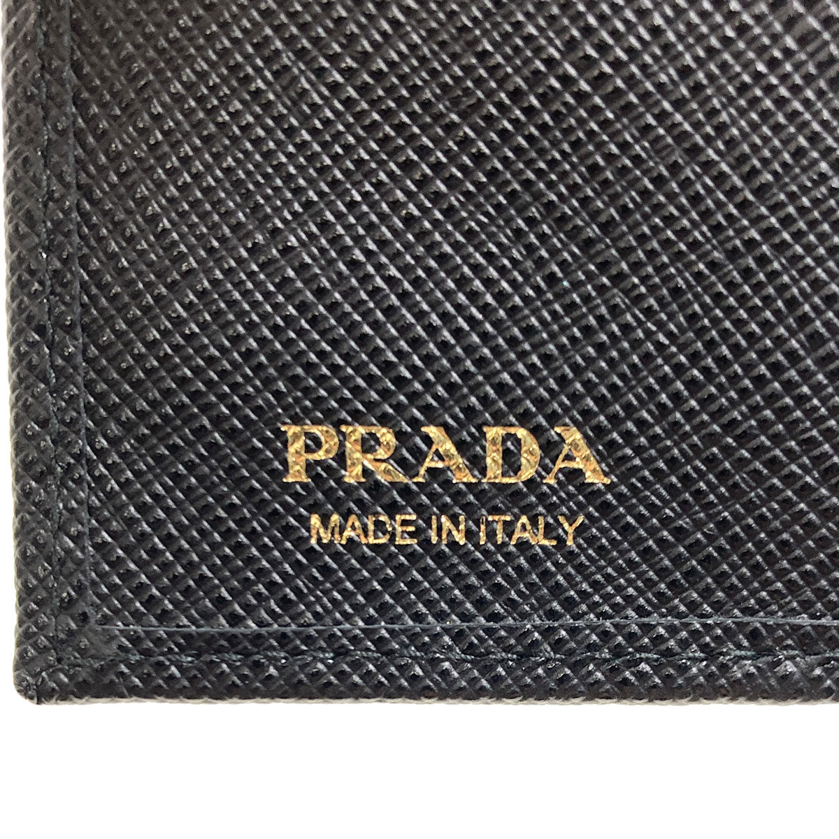 PRADA Logo Hardware Bifold Wallet with Coin Pocket Safiano Ladies [Used]