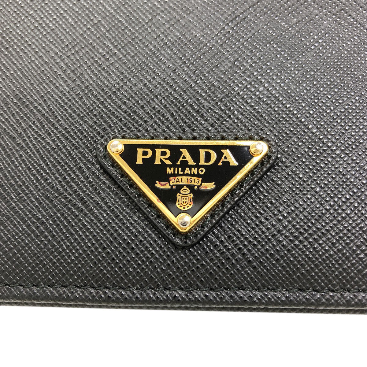 PRADA Logo Hardware Bifold Wallet with Coin Pocket Safiano Ladies [Used]