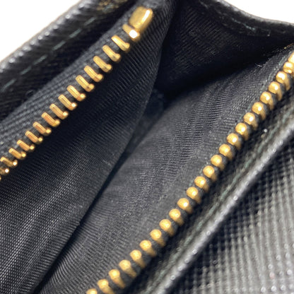 PRADA Logo Hardware Bifold Wallet with Coin Pocket Safiano Ladies [Used]