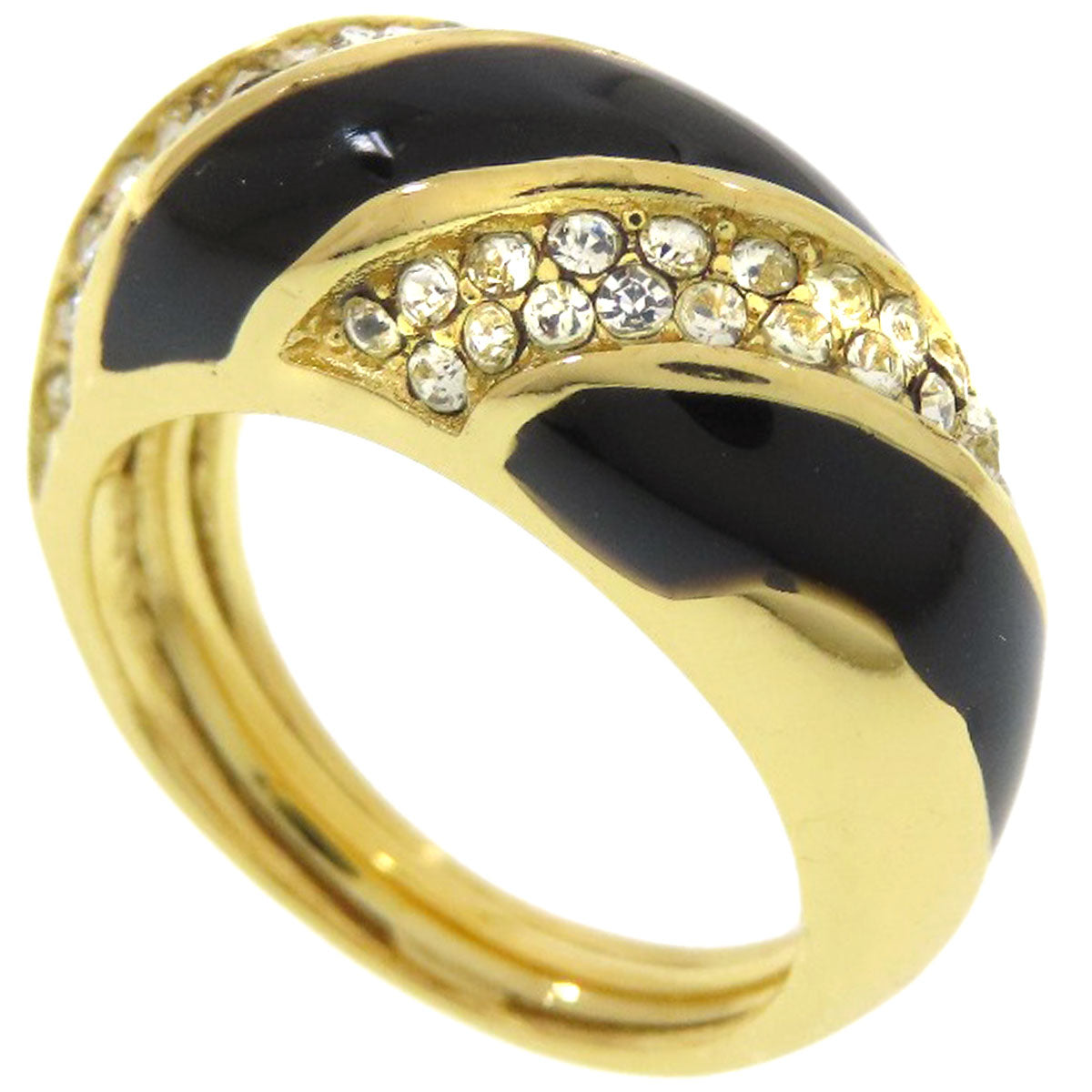 CHRISTIAN DIOR Rhinestone Ring Metal Ladies [Used]