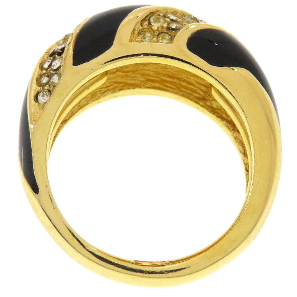CHRISTIAN DIOR Rhinestone Ring Metal Ladies [Used]