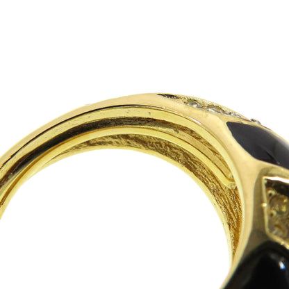 CHRISTIAN DIOR Rhinestone Ring Metal Ladies [Used]