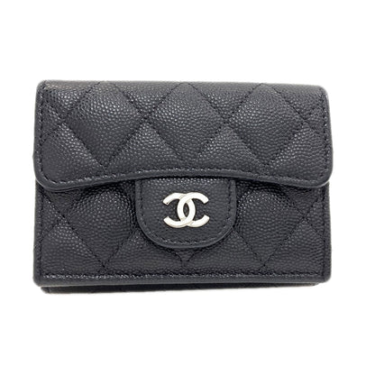 CHANEL Matelasse SilverHardware Tri-fold wallet (with Coin Pocket) Grained Calfskin Skin Ladies [Used]