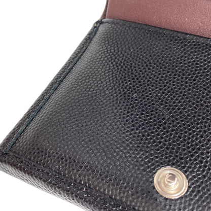 CHANEL Matelasse SilverHardware Tri-fold wallet (with Coin Pocket) Grained Calfskin Skin Ladies [Used]