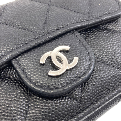 CHANEL Matelasse SilverHardware Tri-fold wallet (with Coin Pocket) Grained Calfskin Skin Ladies [Used]