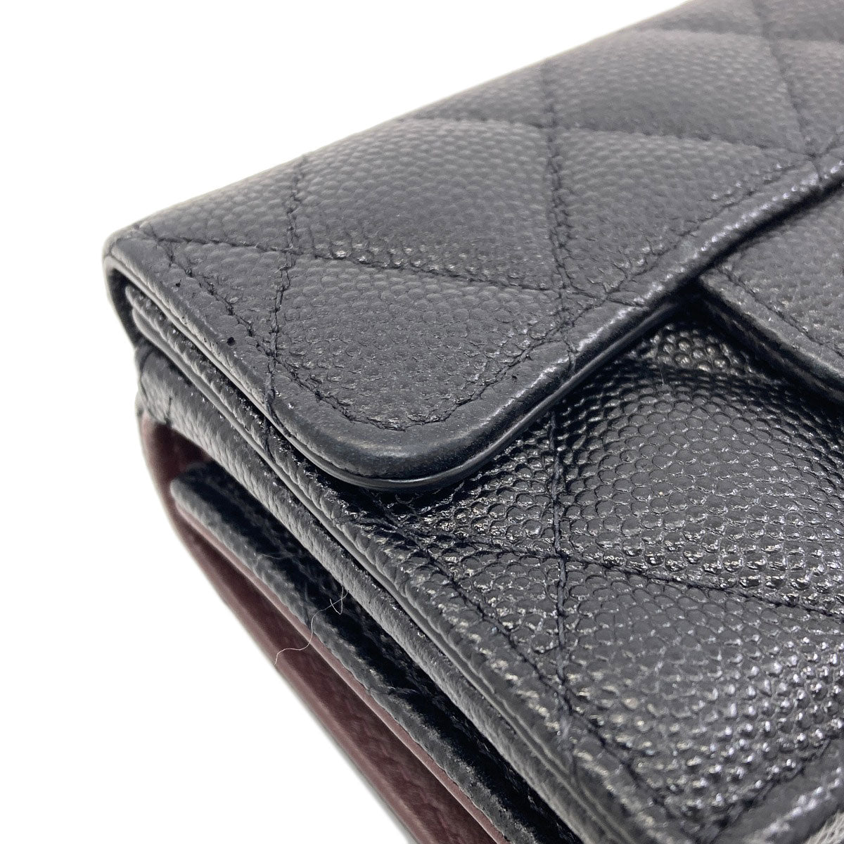 CHANEL Matelasse SilverHardware Tri-fold wallet (with Coin Pocket) Grained Calfskin Skin Ladies [Used]