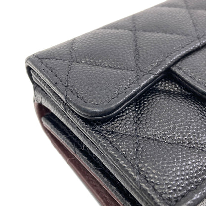 CHANEL Matelasse SilverHardware Tri-fold wallet (with Coin Pocket) Grained Calfskin Skin Ladies [Used]