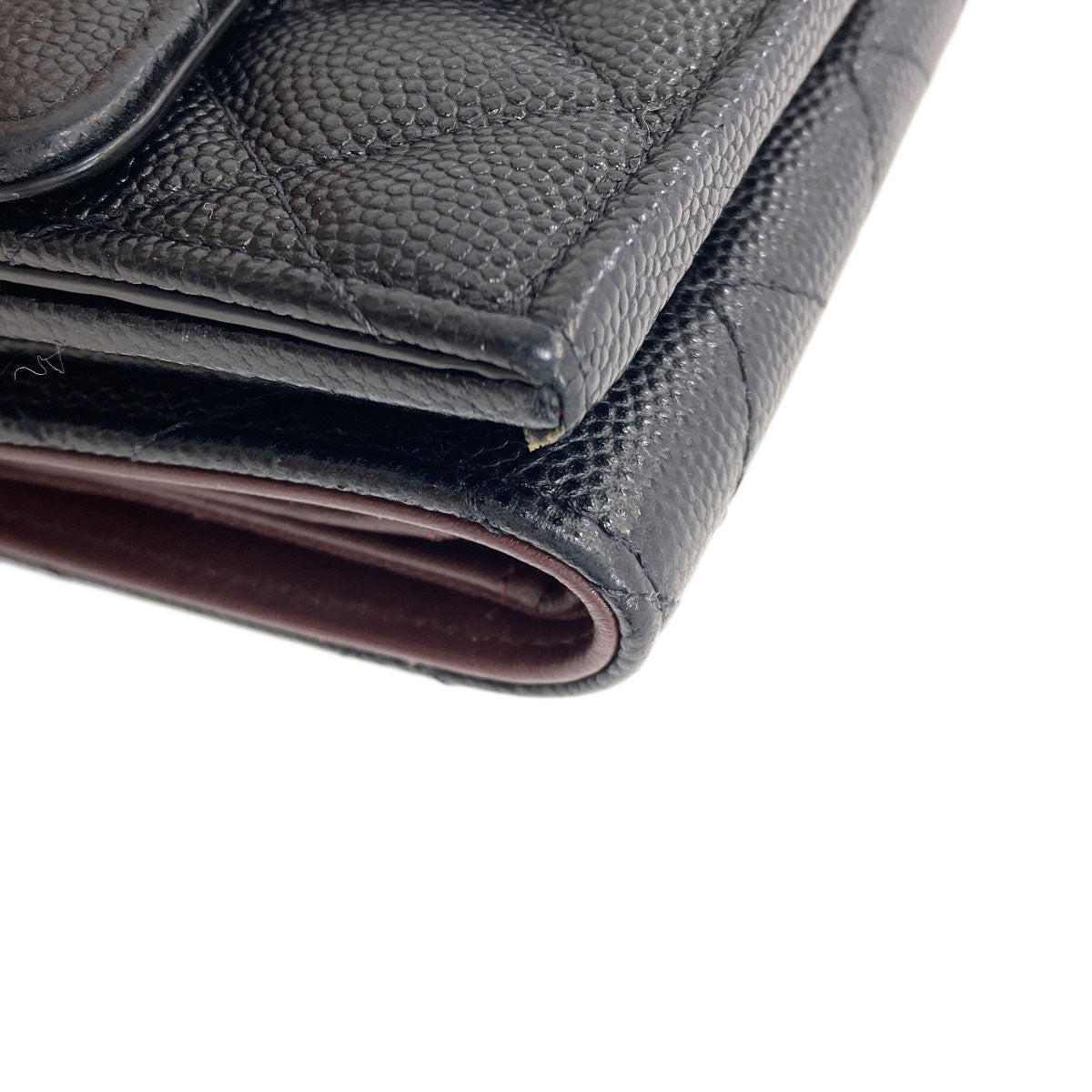CHANEL Matelasse SilverHardware Tri-fold wallet (with Coin Pocket) Grained Calfskin Skin Ladies [Used]