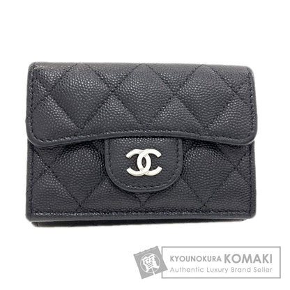 CHANEL Matelasse SilverHardware Tri-fold wallet (with Coin Pocket) Grained Calfskin Skin Ladies [Used]