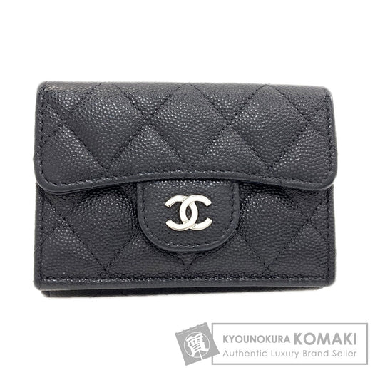 CHANEL Matelasse SilverHardware Tri-fold wallet (with Coin Pocket) Grained Calfskin Skin Ladies [Used]