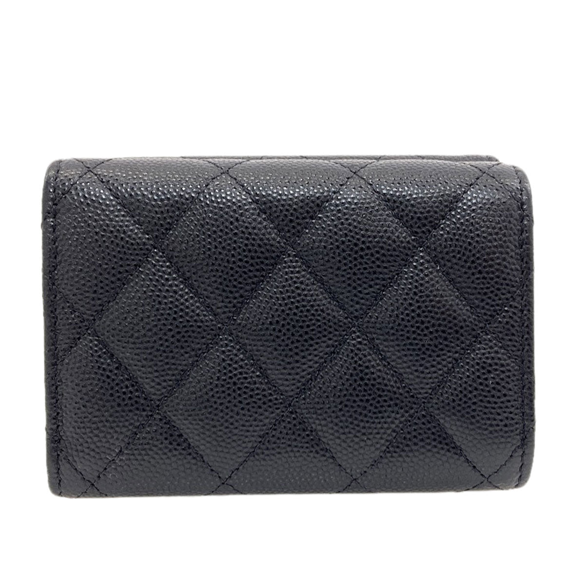CHANEL Matelasse SilverHardware Tri-fold wallet (with Coin Pocket) Grained Calfskin Skin Ladies [Used]