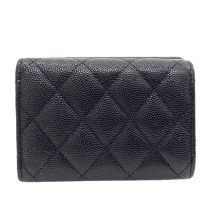 CHANEL Matelasse SilverHardware Tri-fold wallet (with Coin Pocket) Grained Calfskin Skin Ladies [Used]