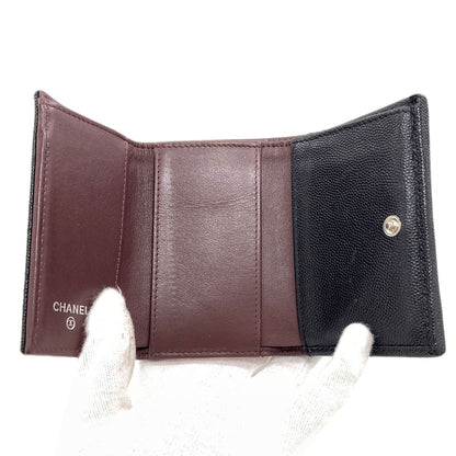 CHANEL Matelasse SilverHardware Tri-fold wallet (with Coin Pocket) Grained Calfskin Skin Ladies [Used]