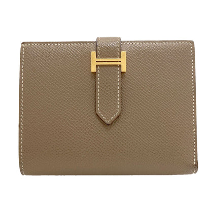 HERMES Bearn Compact Etop GoldHardware Bifold Wallet with Coin Pocket Epsom Ladies [Used]