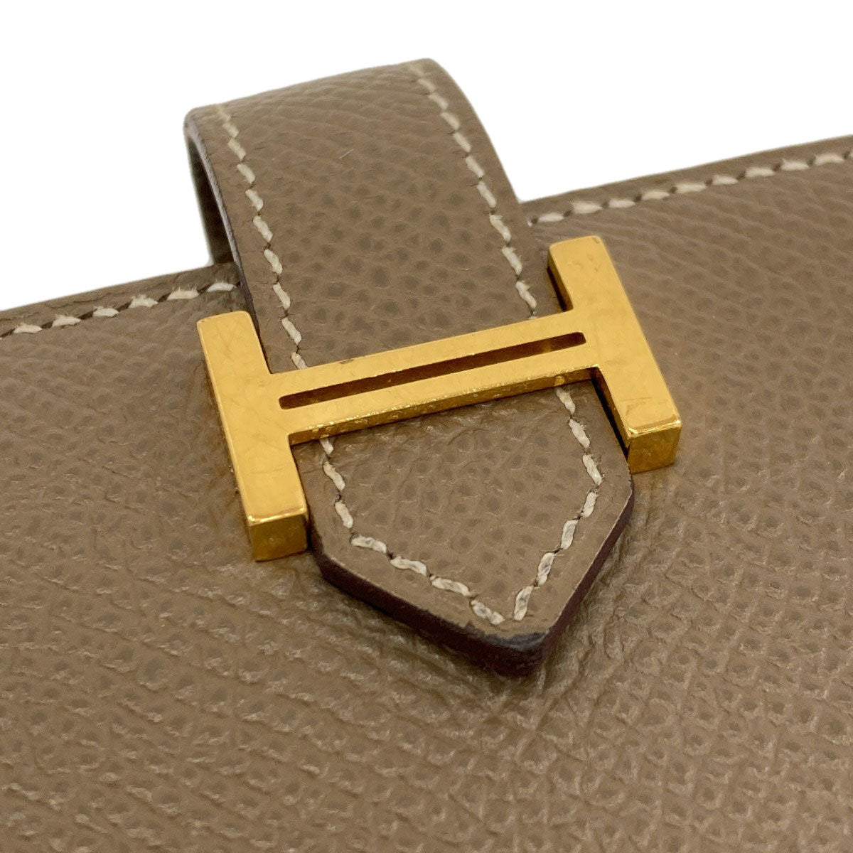 HERMES Bearn Compact Etop GoldHardware Bifold Wallet with Coin Pocket Epsom Ladies [Used]