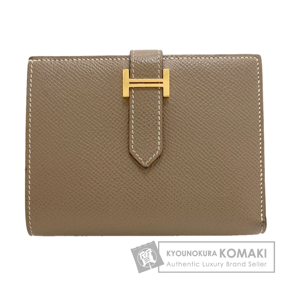 HERMES Bearn Compact Etop GoldHardware Bifold Wallet with Coin Pocket Epsom Ladies [Used]