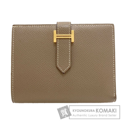 HERMES Bearn Compact Etop GoldHardware Bifold Wallet with Coin Pocket Epsom Ladies [Used]