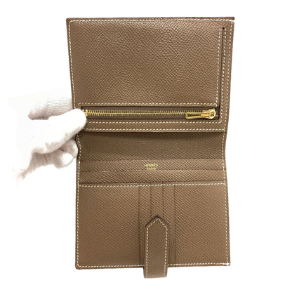 HERMES Bearn Compact Etop GoldHardware Bifold Wallet with Coin Pocket Epsom Ladies [Used]