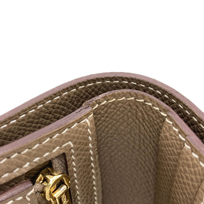 HERMES Bearn Compact Etop GoldHardware Bifold Wallet with Coin Pocket Epsom Ladies [Used]